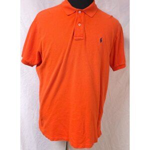 Polo Ralph Lauren Mens XL Orange Blue Pony Logo Short Sleeve Golf Polo Shirt